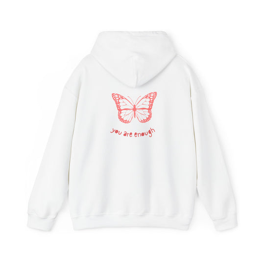 You Are Enough Butterfly - White - Heavy Blend™ Hooded Sweatshirt