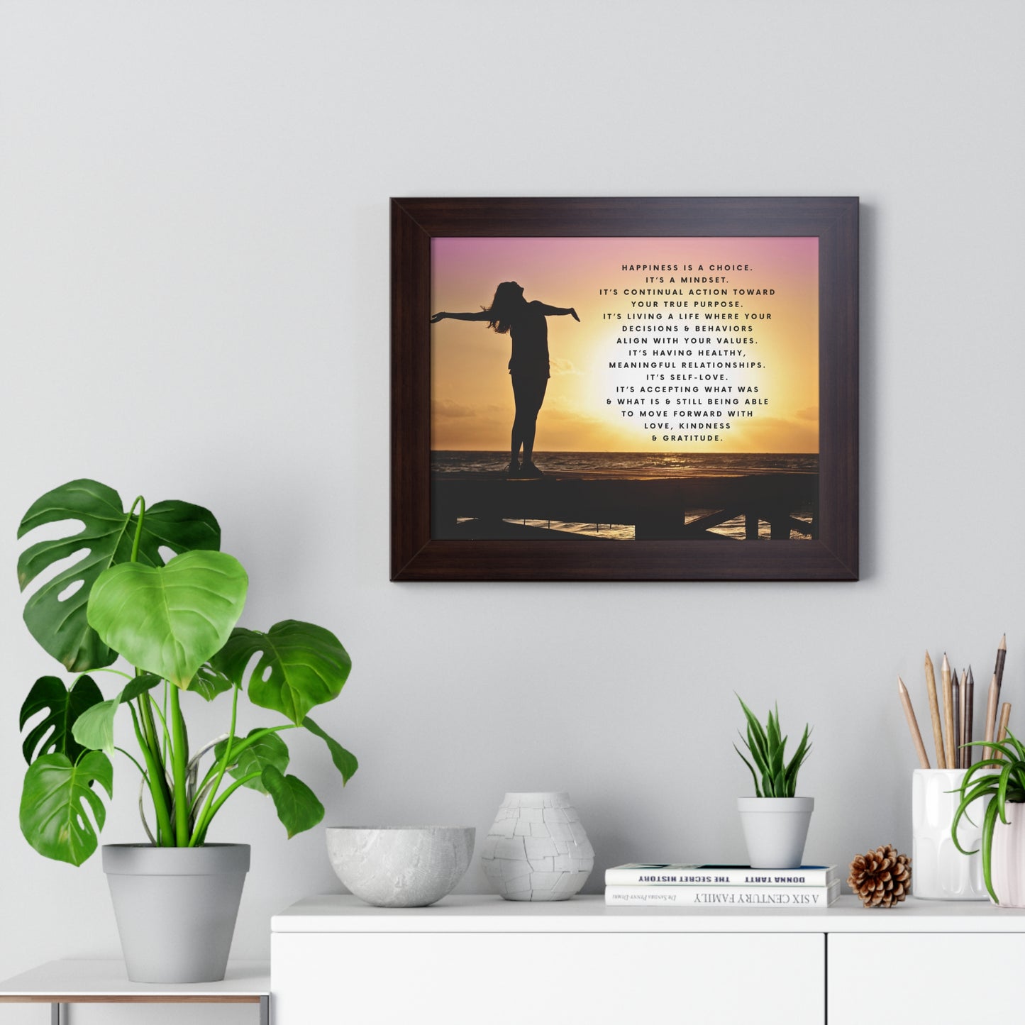 Happiness - Framed Horizontal Poster - 14” x 11” - Multiple Frame Colors Available