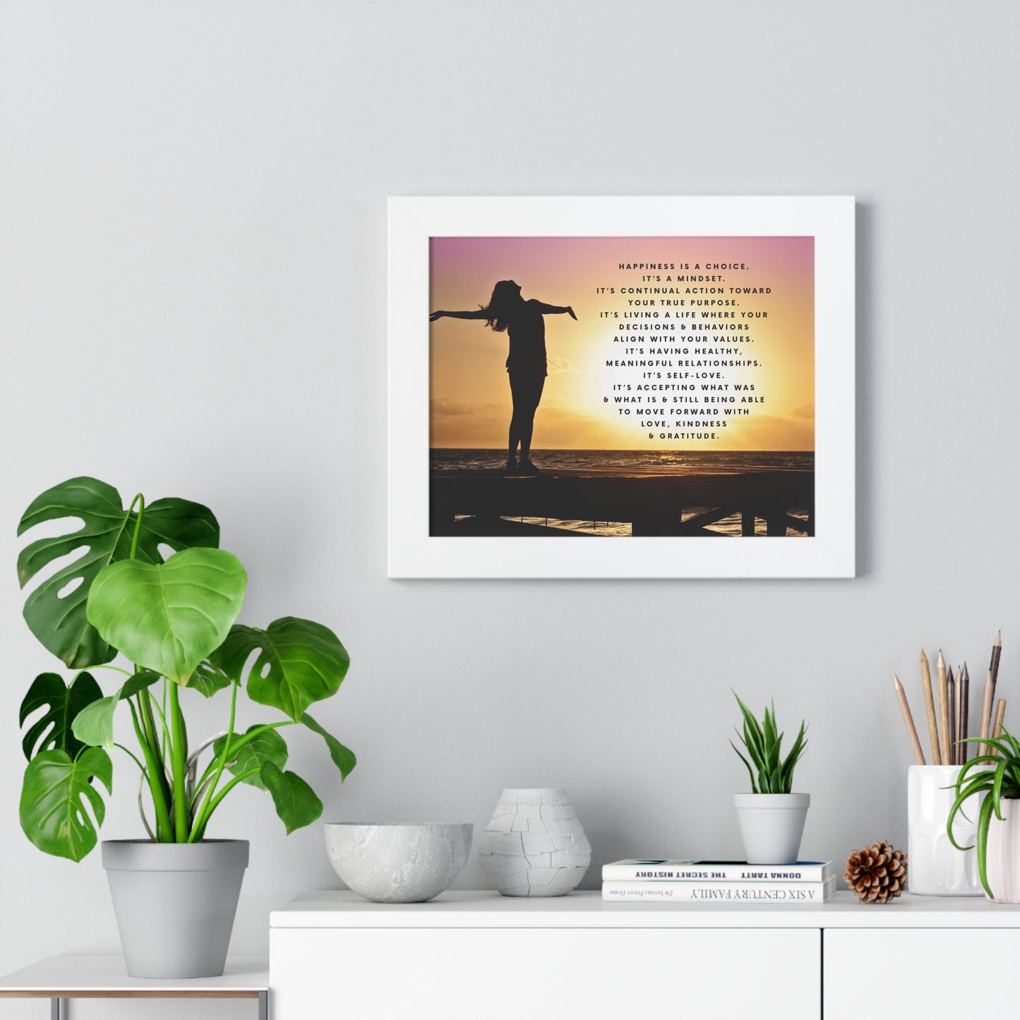 Happiness - Framed Horizontal Poster - 14” x 11” - Multiple Frame Colors Available