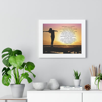 Happiness - Framed Horizontal Poster - 14” x 11” - Multiple Frame Colors Available