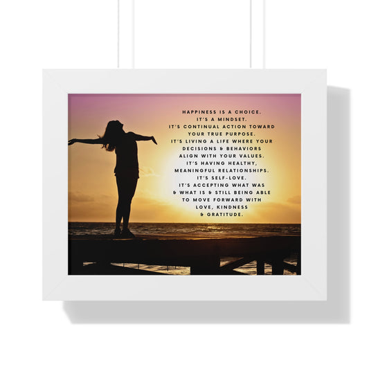 Happiness - Framed Horizontal Poster - 14” x 11” - Multiple Frame Colors Available