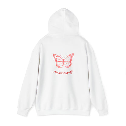 You Are Enough Butterfly - White - Heavy Blend™ Hooded Sweatshirt