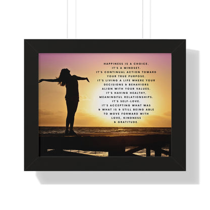 Happiness - Framed Horizontal Poster - 14” x 11” - Multiple Frame Colors Available