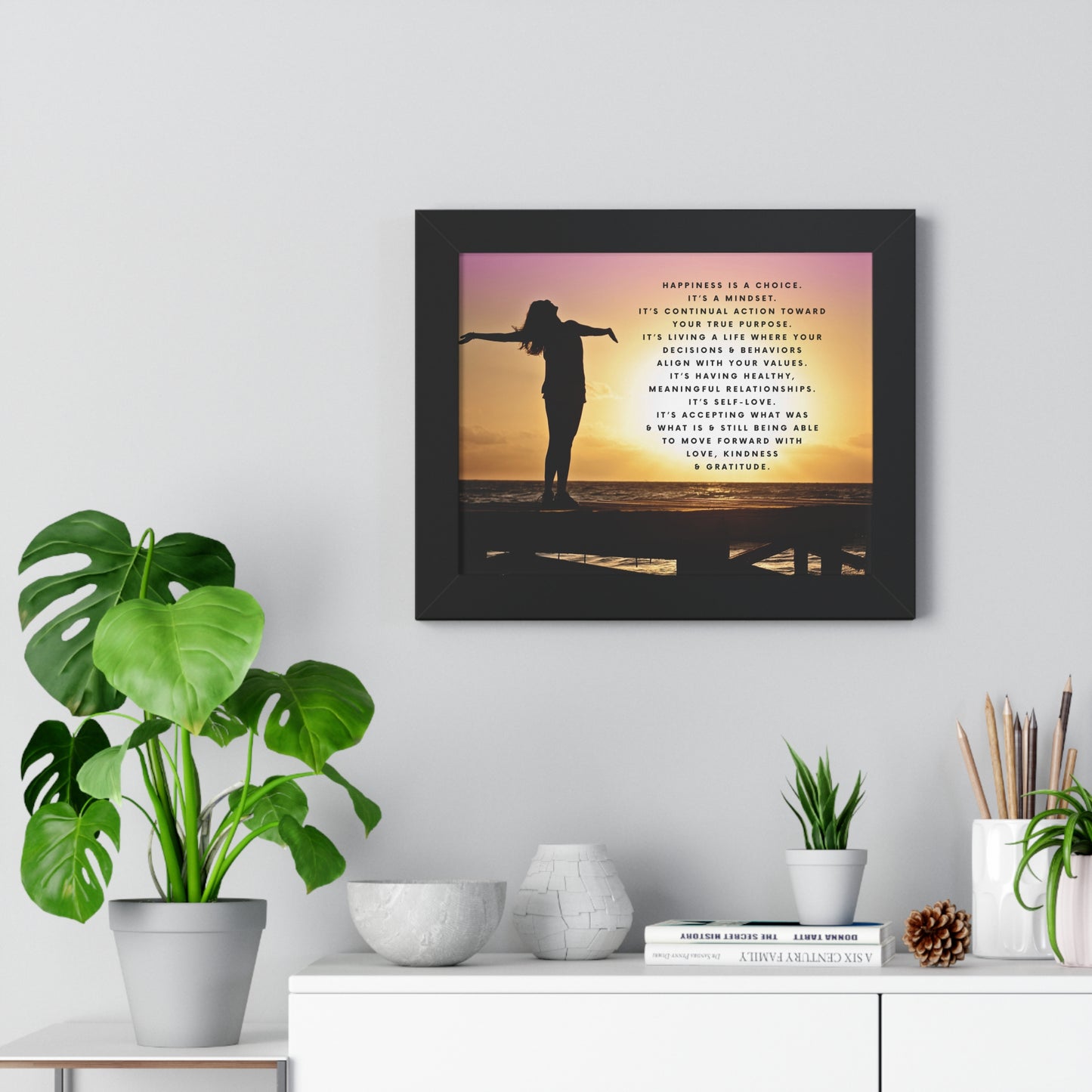 Happiness - Framed Horizontal Poster - 14” x 11” - Multiple Frame Colors Available